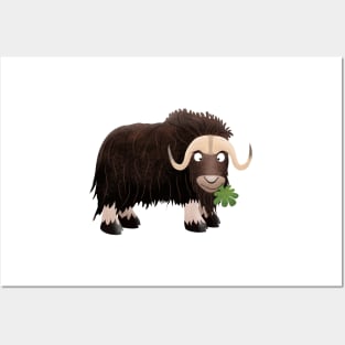 Funny musk ox cartoon illustration Posters and Art